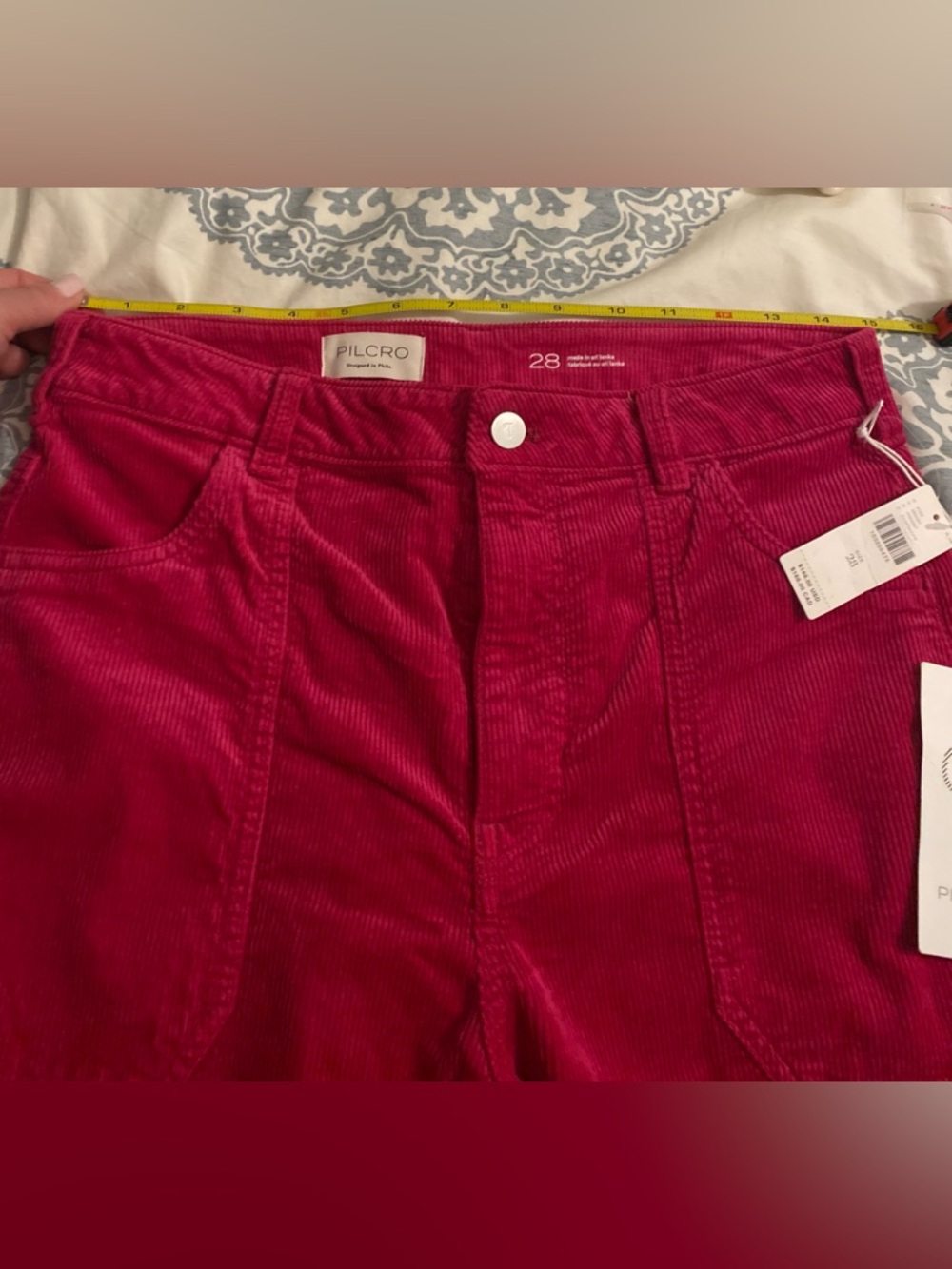 Pilcro Robbie Corduroy High-Rise Flare Jeans in Raspberry Size 28 NWT - Picture 6 of 9